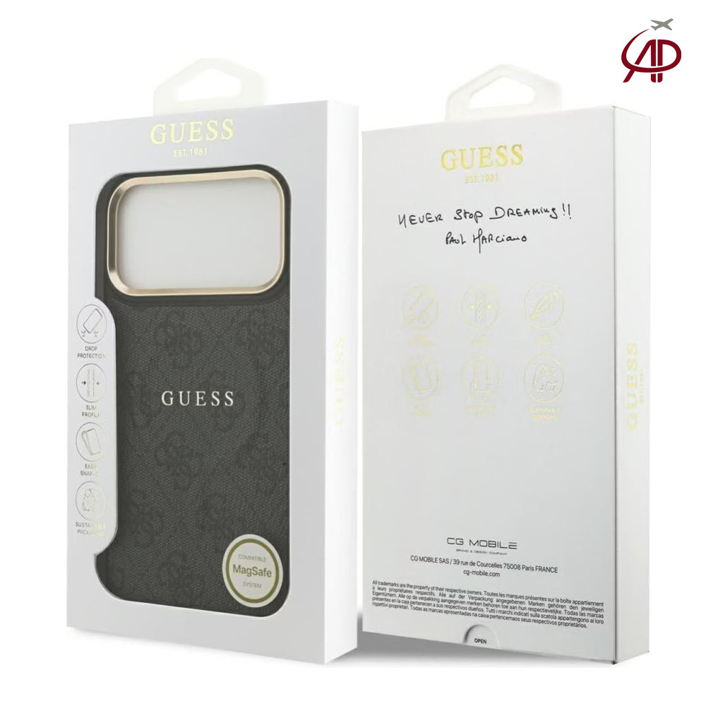 GUESS Black 4G Monogram Case with Gold Logo