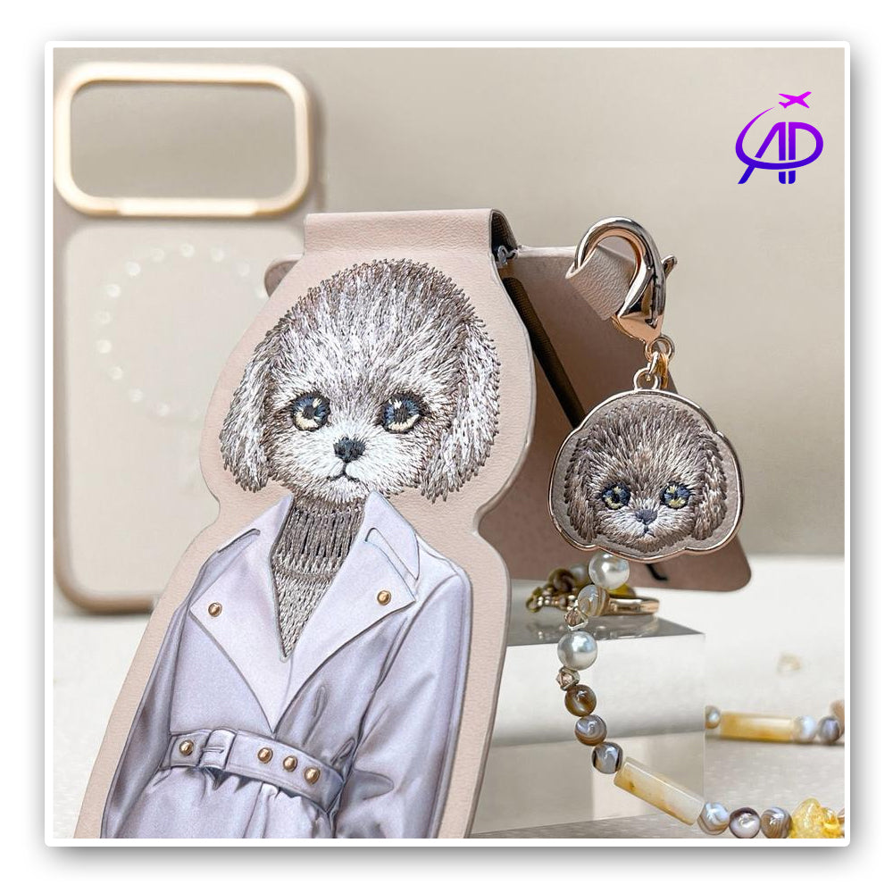 Nimmy Friends Fluffy Dog Trench Coat Embroidery Tan Case