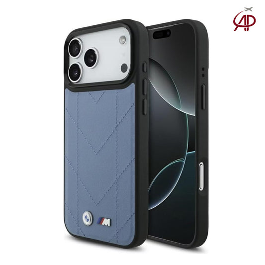 BMW M Motorsport Slate Blue Chevron Stitched Leather Case