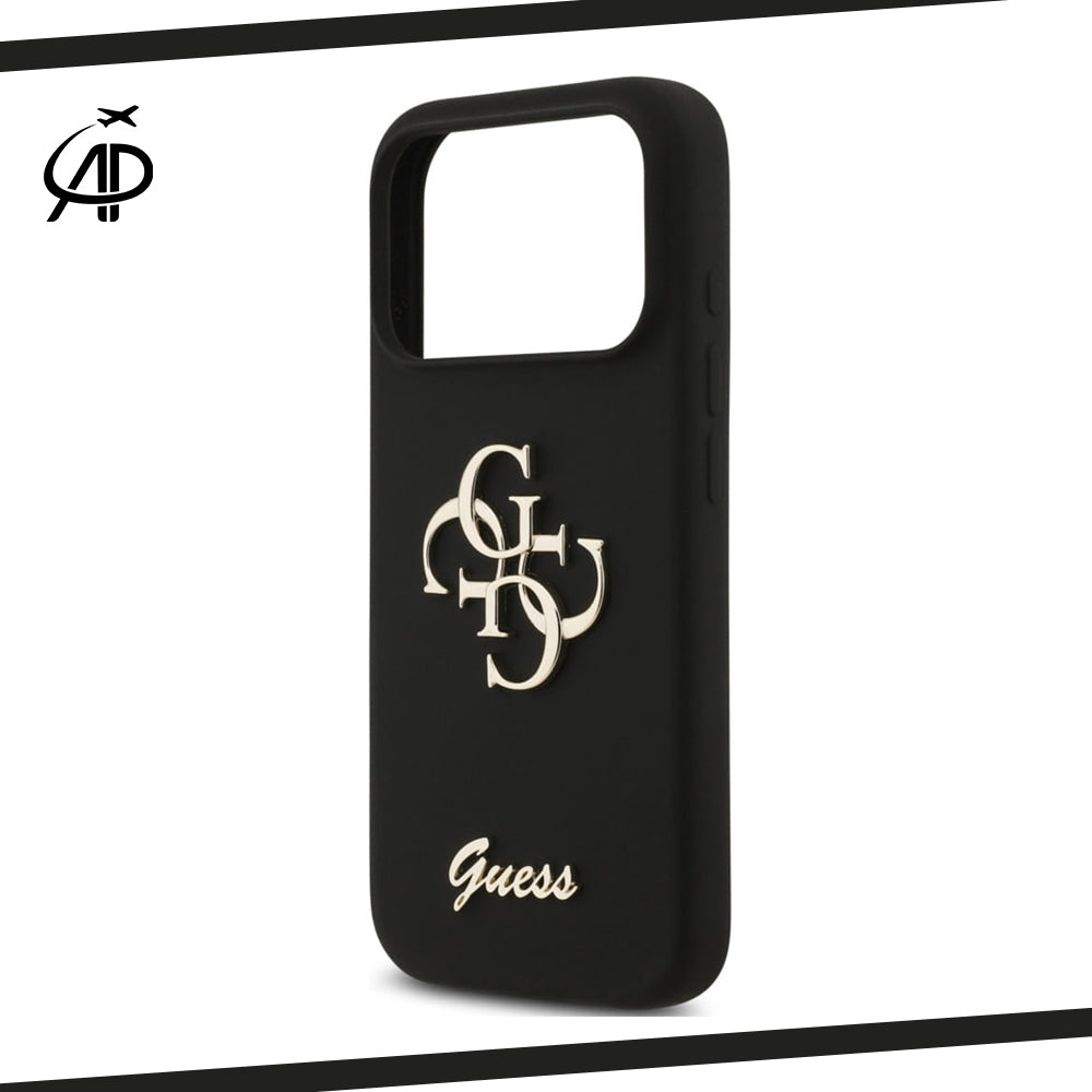 Guess Matte Gold-Logo Silicone Case