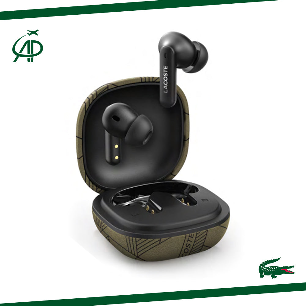 Lacoste Wireless Earbuds with Iconic Crocodile Charging Case