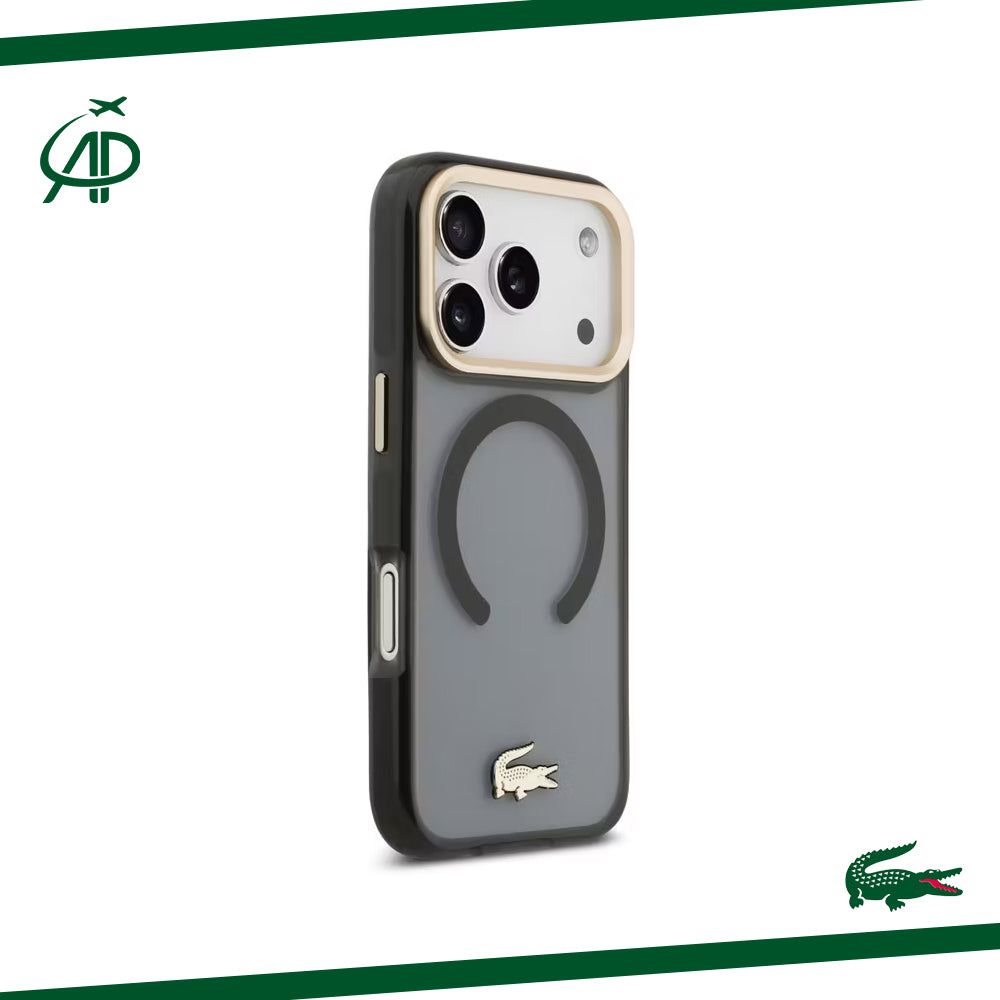 Premium Lacoste Translucent Black Magsafe-Compatible Cover
