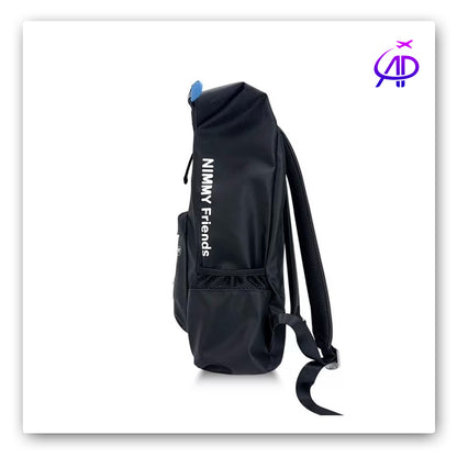 Nimmy Friends 'Billionaire Puppy' Roll-Top Backpack - Black/Blue Accents