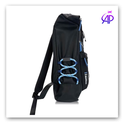 Nimmy Friends 'Billionaire Puppy' Roll-Top Backpack - Black/Blue Accents