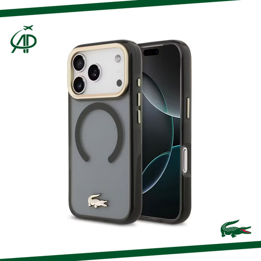 Premium Lacoste Translucent Black Magsafe-Compatible Cover