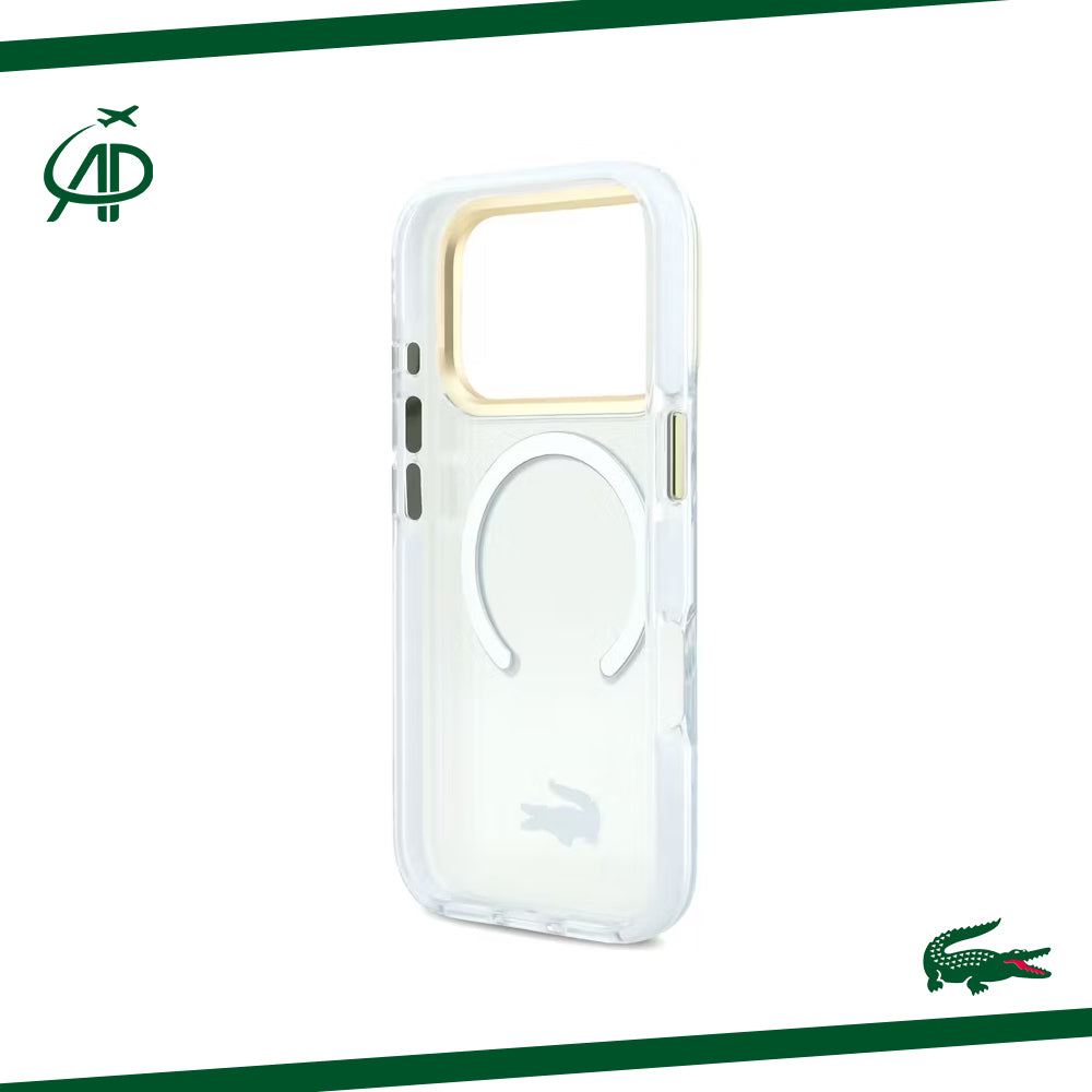 Lacoste Clear Magnetic Case with Gold Accents and Magsafe Ring