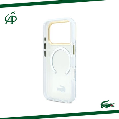 Lacoste Clear Magnetic Case with Gold Accents and Magsafe Ring