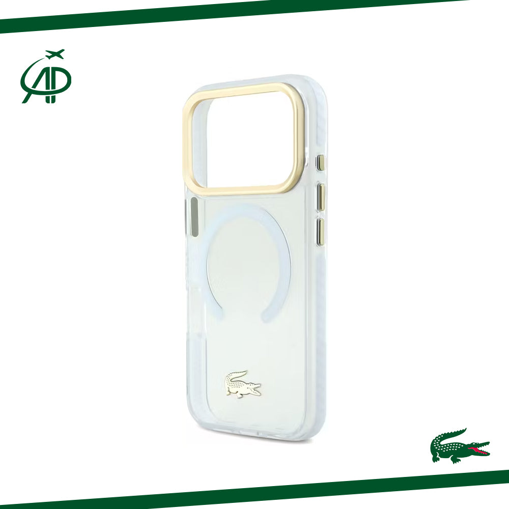 Lacoste Clear Magnetic Case with Gold Accents and Magsafe Ring