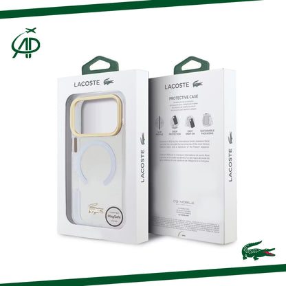 Lacoste Clear Magnetic Case with Gold Accents and Magsafe Ring