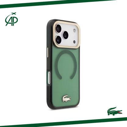 Lacoste Translucent Deep Green Magnetic Case with Gold Accents