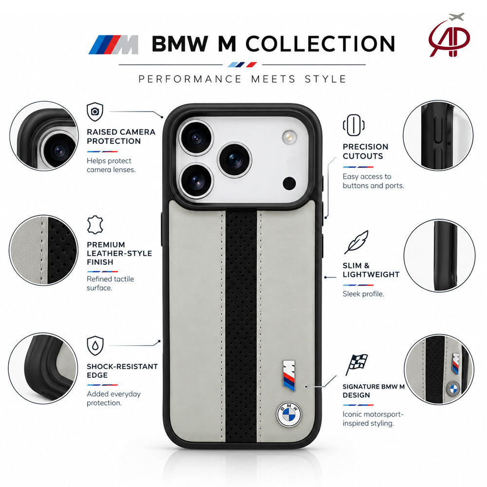 BMW M Motorsport Off-White & Black Perforated Leather Case