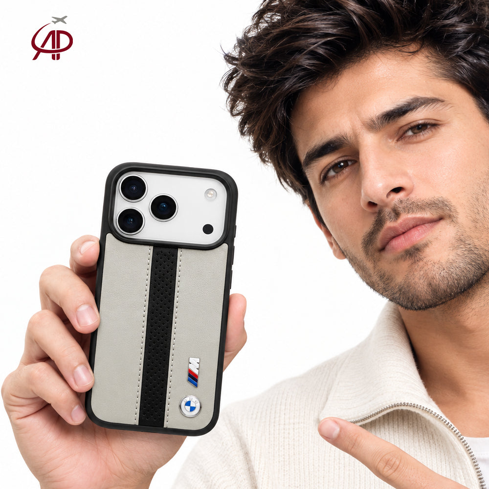 BMW M Motorsport Off-White & Black Perforated Leather Case