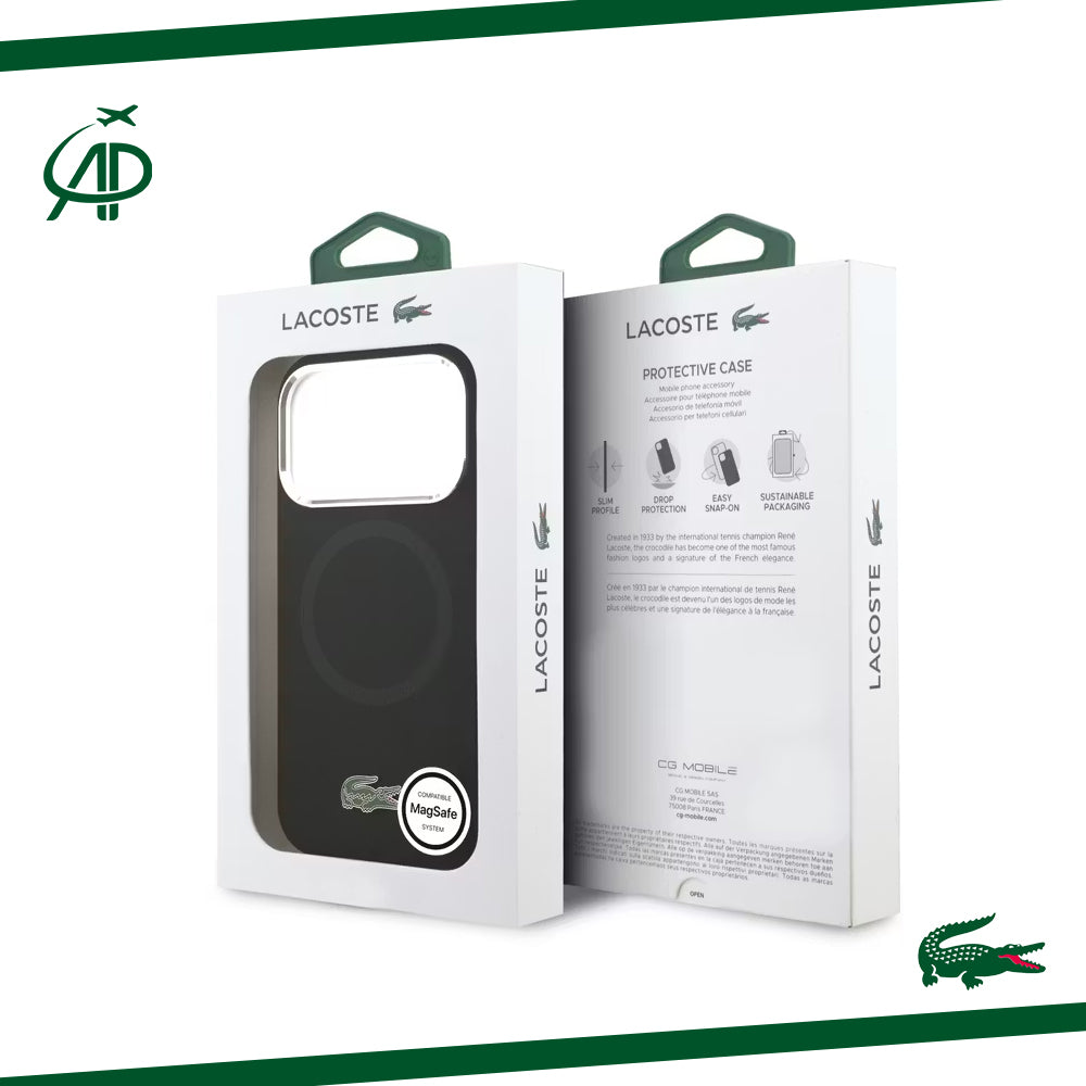 Lacoste Matte Black Magnetic Case with Croc Logo