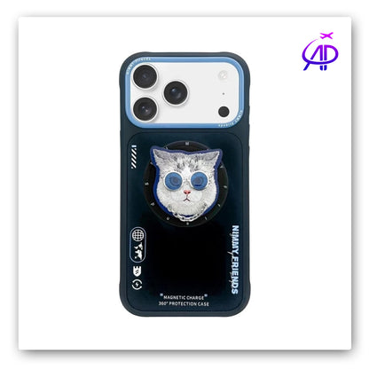 Nimmy Friends White Cat Magnetic Grip Protection Case