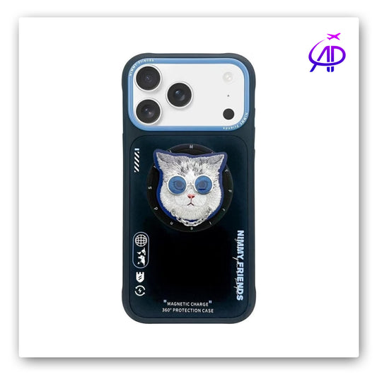 Nimmy Friends White Cat Magnetic Grip Protection Case