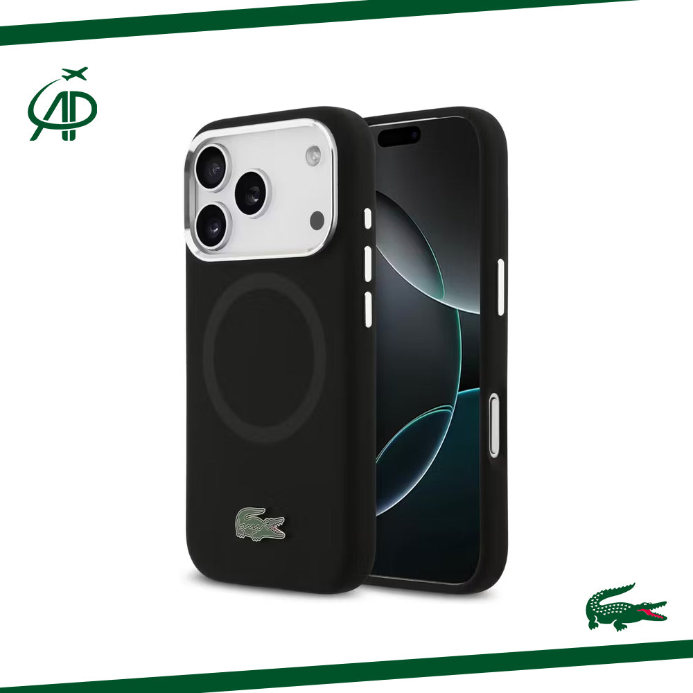 Lacoste Matte Black Magnetic Case with Croc Logo