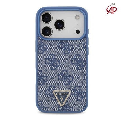 GUESS Blue Denim 4G Monogram Case with Rhinestone Triangle Emblem