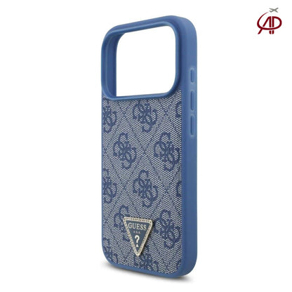 GUESS Blue Denim 4G Monogram Case with Rhinestone Triangle Emblem