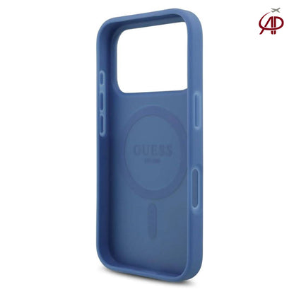 GUESS Blue Denim 4G Monogram Case with Rhinestone Triangle Emblem