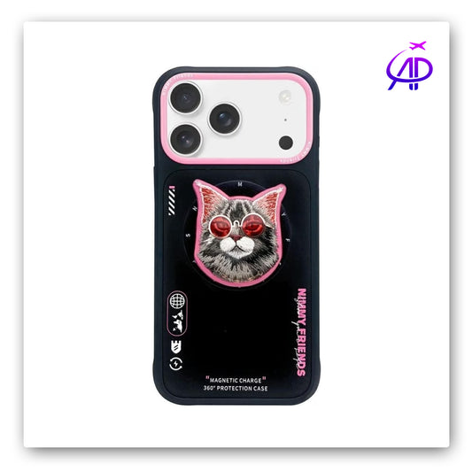 Nimmy Friends Sassy Cat Magnetic Grip Protection Case (Black/Pink)