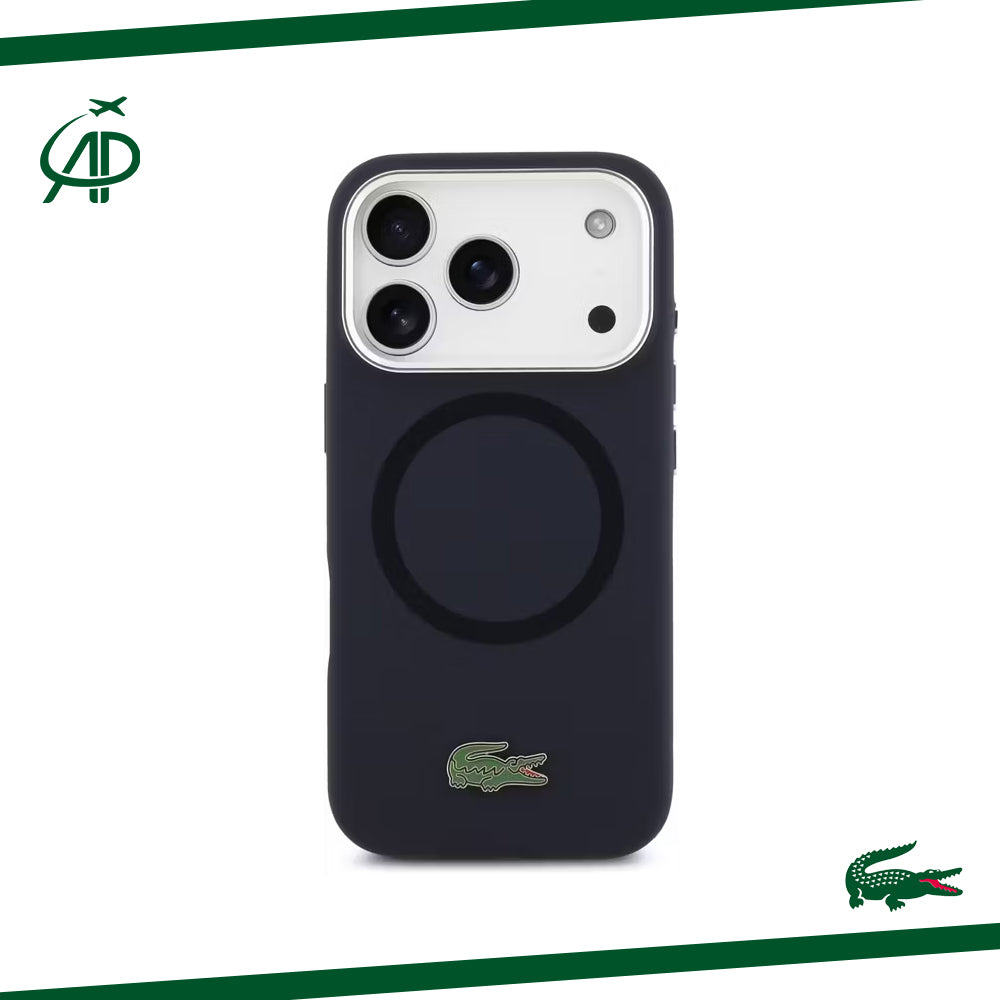 Lacoste Matte Black Magnetic Case with Croc Logo