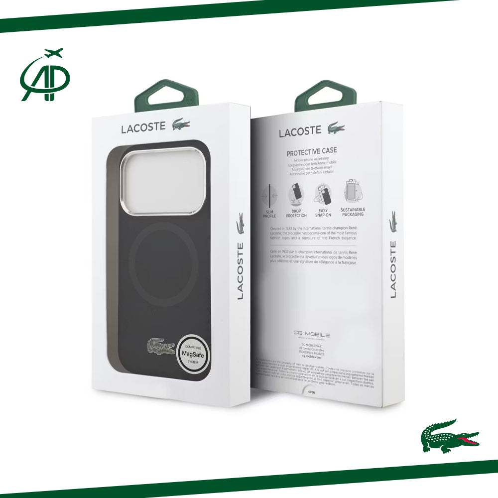 Lacoste Matte Black Magnetic Case with Croc Logo