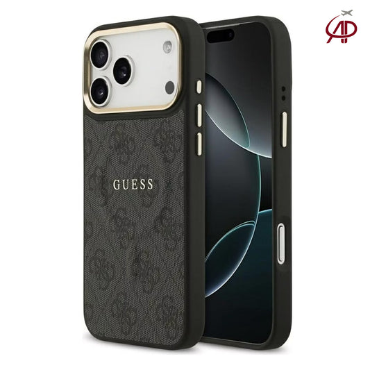 GUESS Black 4G Monogram Case with Gold Logo