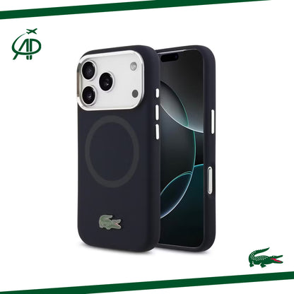 Lacoste Matte Black Magnetic Case with Croc Logo