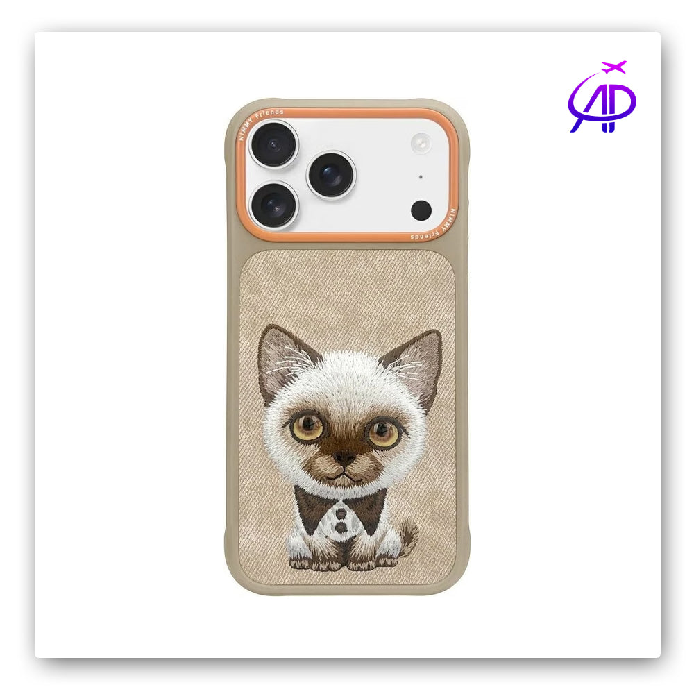 Nimmy Friends Bow Tie Kitten Embroidery Tan Protection Case