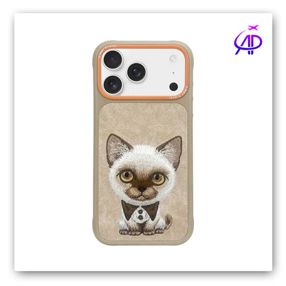 Nimmy Friends Bow Tie Kitten Embroidery Tan Protection Case