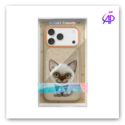 Nimmy Friends Bow Tie Kitten Embroidery Tan Protection Case