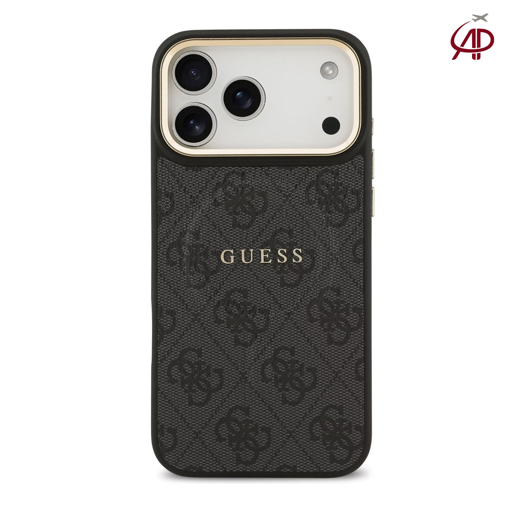 GUESS Black 4G Monogram Case with Gold Logo
