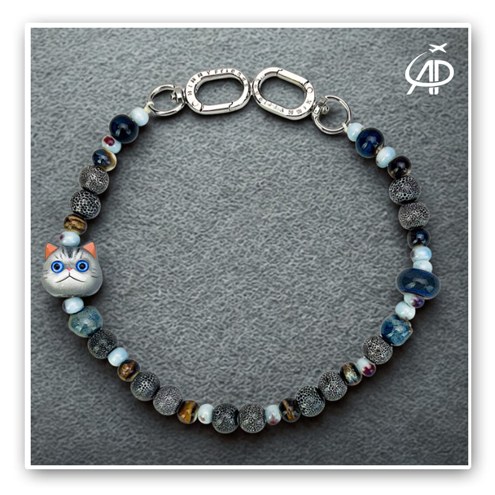 Nimmy Friends 'Cool Cat' Beaded Accessory Chain - Dark Tones & Metallic Accents