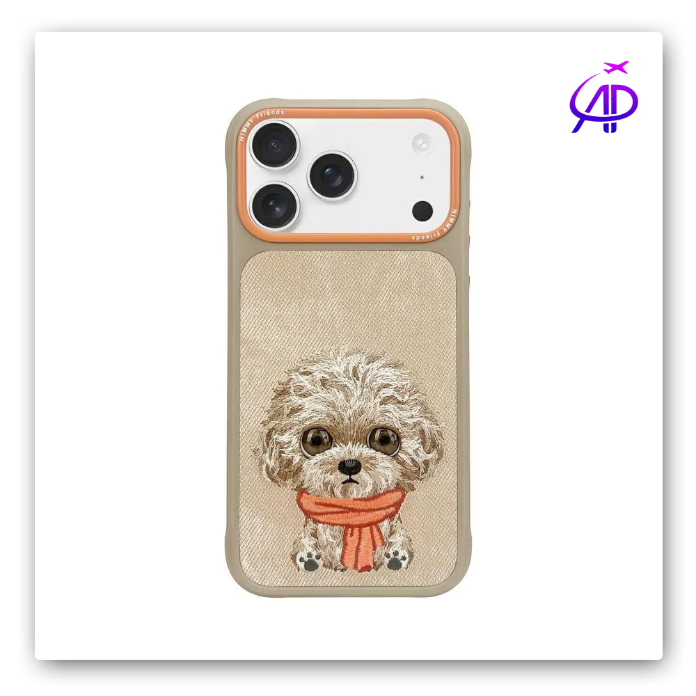 Nimmy Friends Fluffy Dog Scarf Embroidery Tan Protection Case