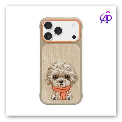 Nimmy Friends Fluffy Dog Scarf Embroidery Tan Protection Case