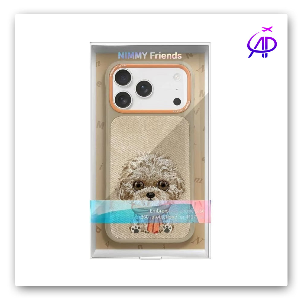 Nimmy Friends Fluffy Dog Scarf Embroidery Tan Protection Case