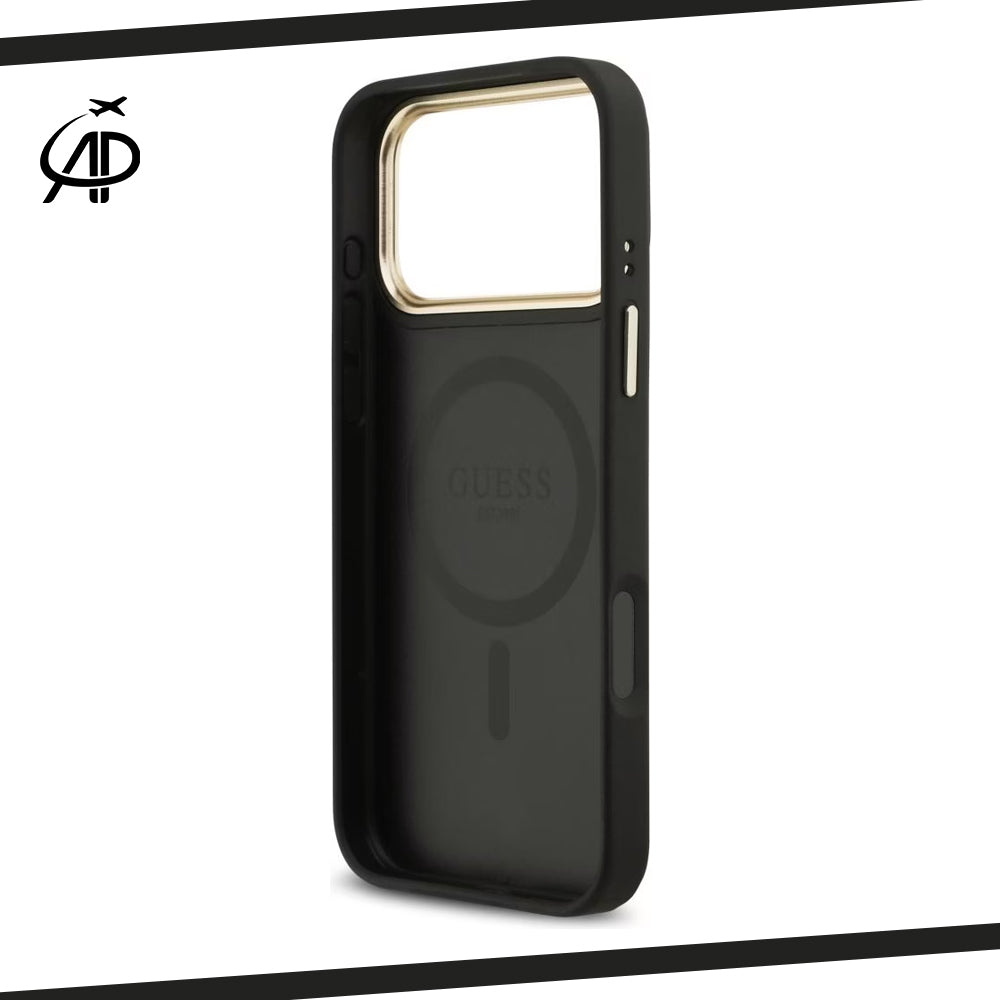 Guess Black & Gray Monogram iPhone Case with Gold Accents