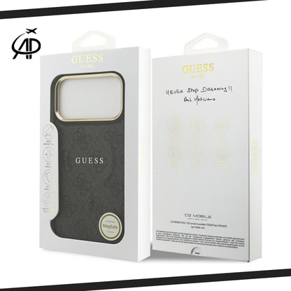 Guess Black & Gray Monogram iPhone Case with Gold Accents