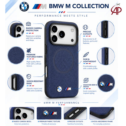 BMW M Motorsport Slate Blue Textured Fabric MagSafe Case