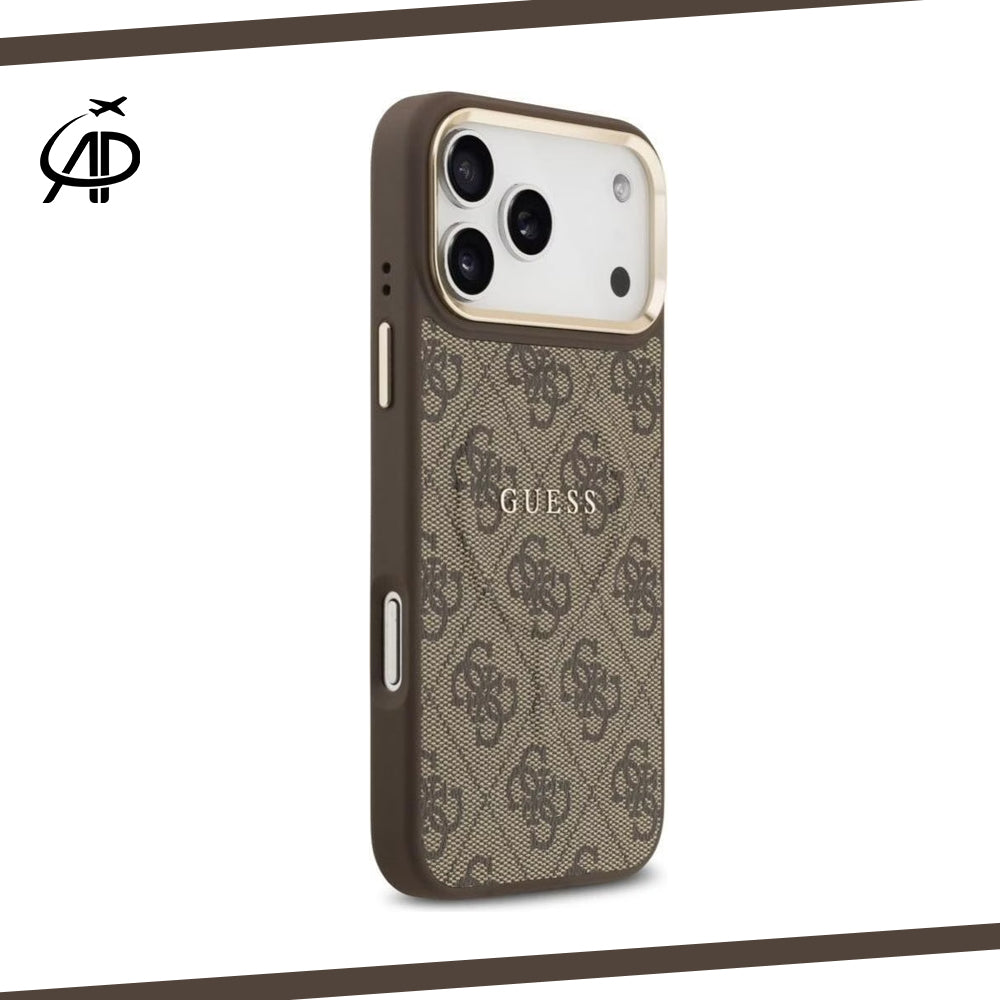Guess Black & Gray Monogram iPhone Case with Gold Accents