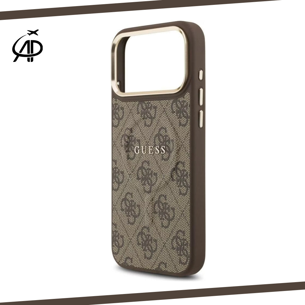 Guess Black & Gray Monogram iPhone Case with Gold Accents