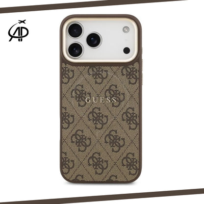 Guess Black & Gray Monogram iPhone Case with Gold Accents