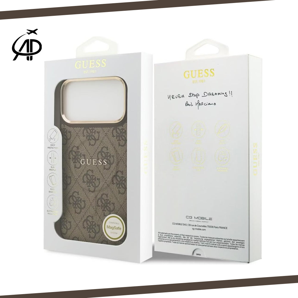 Guess Black & Gray Monogram iPhone Case with Gold Accents