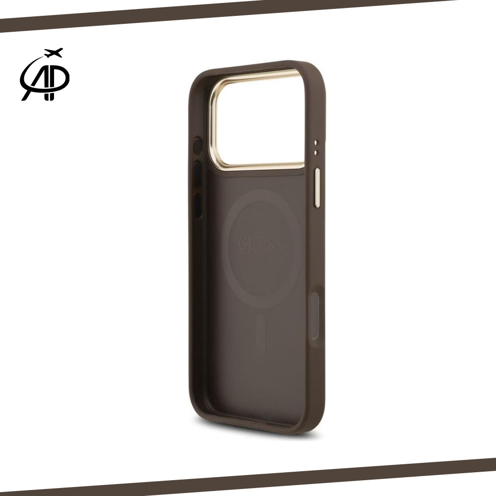 Guess Black & Gray Monogram iPhone Case with Gold Accents