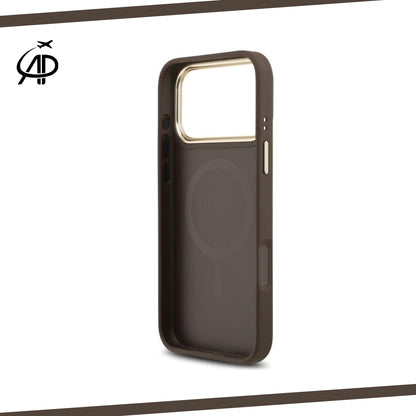 Guess Black & Gray Monogram iPhone Case with Gold Accents