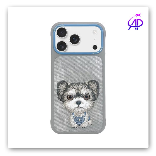 Nimmy Friends Fluffy Dog Overalls Embroidery Gray Protection Case