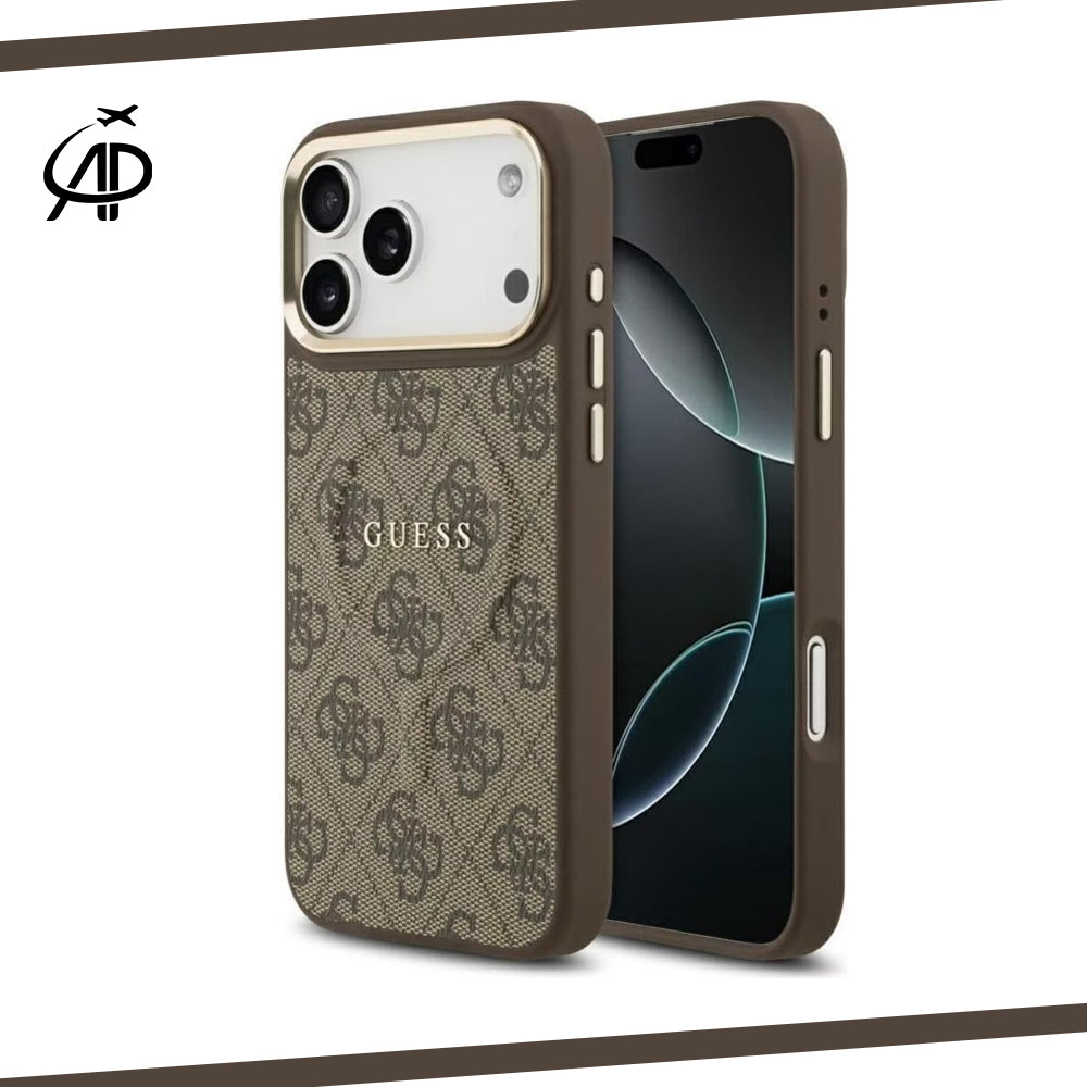 Guess Black & Gray Monogram iPhone Case with Gold Accents