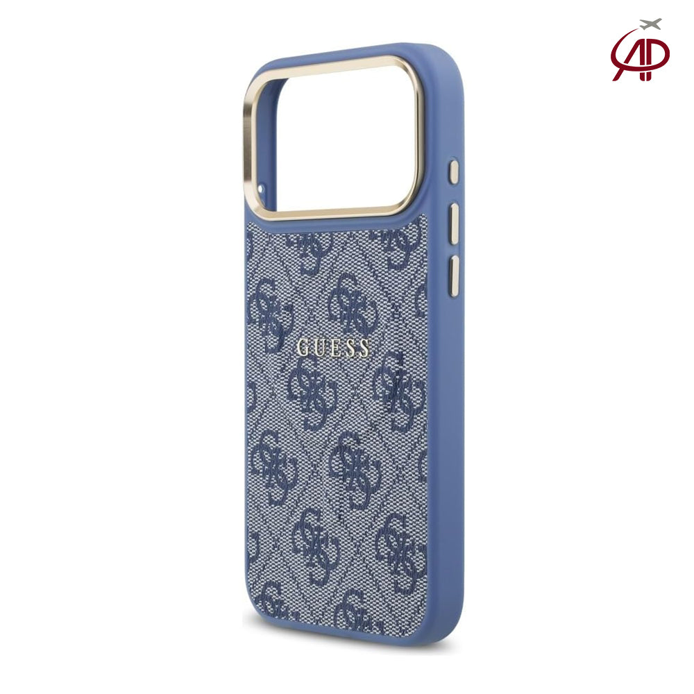 GUESS Blue Denim 4G Monogram Case with Gold Logo