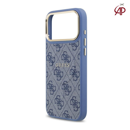 GUESS Blue Denim 4G Monogram Case with Gold Logo