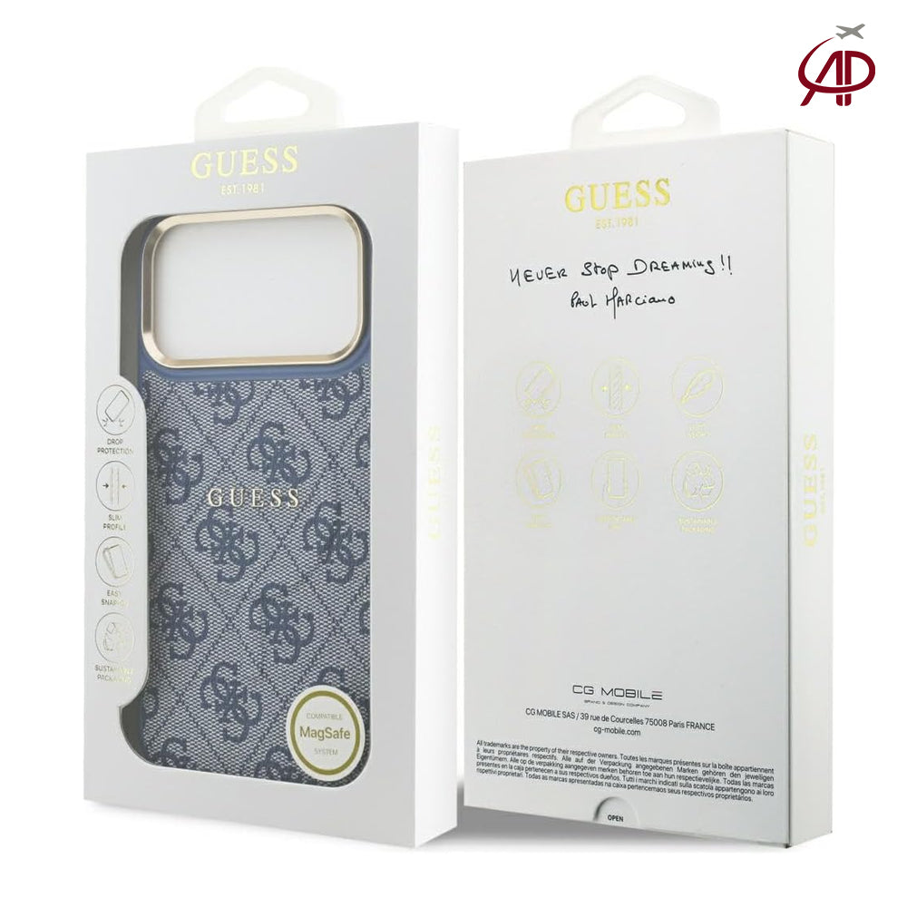 GUESS Blue Denim 4G Monogram Case with Gold Logo
